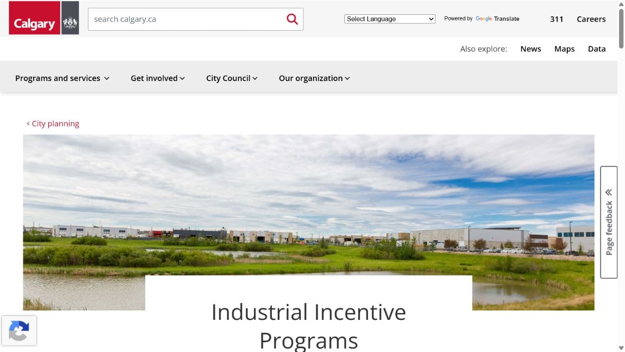Calgary industrial incentive portal official portal screenshot
